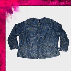 Lane Bryant Faux Leather Jacket in Dark Blue